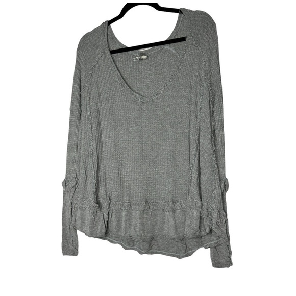 Free People oversized Laguna thermal thumb holes in light heather gray size XS - Picture 14 of 14